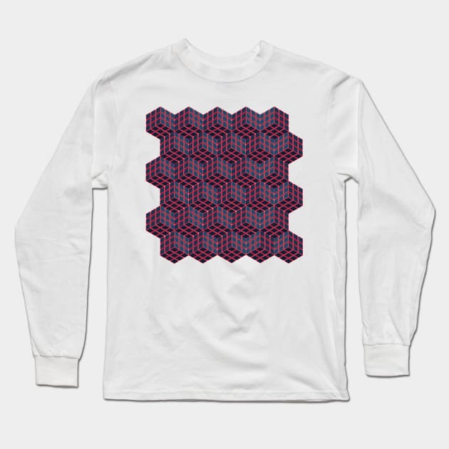 Cube blockchain pattern Long Sleeve T-Shirt by Choulous79